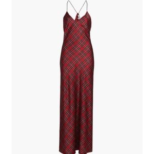 Ronny Kobo Red Plaid Maxi Dress Size L